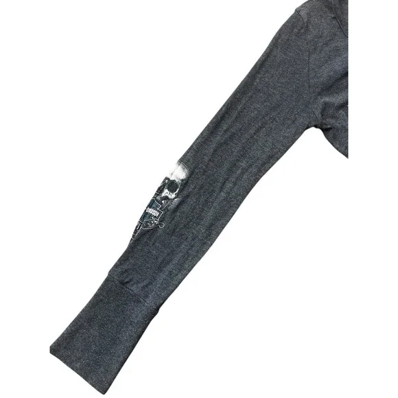 Harley Davidson Skull Wing Long Sleeve Top Womens Y2K Grunge Biker - Picture 3 of 9